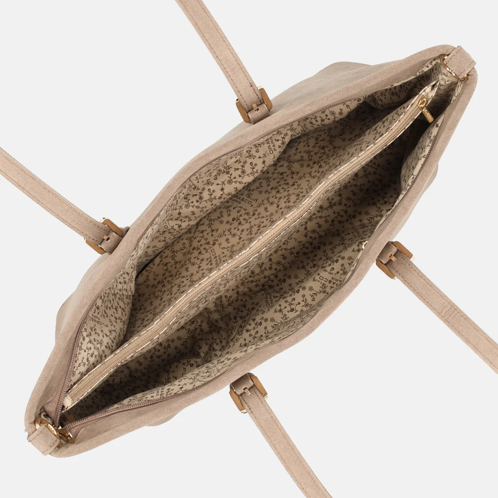 Flora & Co suedine shopper L taupe bij Duifhuizen