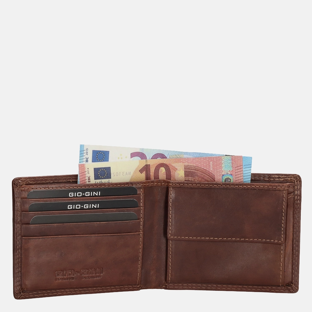 Gio Gini billfold portemonnee S brown bij Duifhuizen