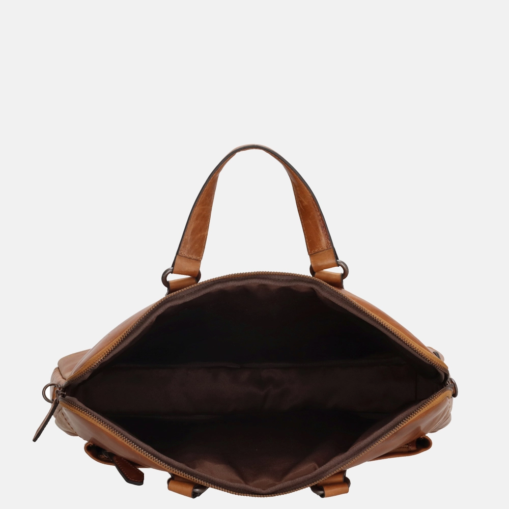Genicci Dickens laptoptas 15 inch cognac bij Duifhuizen