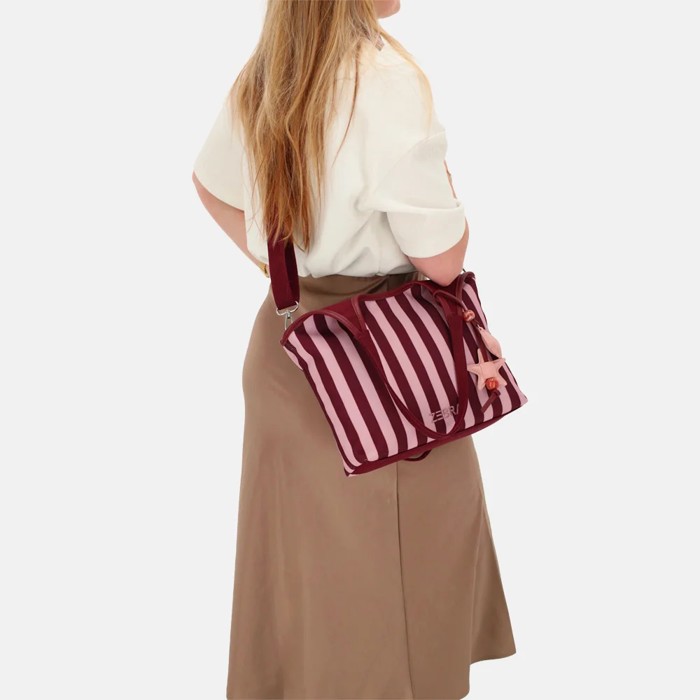 Zebra Trends Mira shopper streep M bordeaux rood bij Duifhuizen
