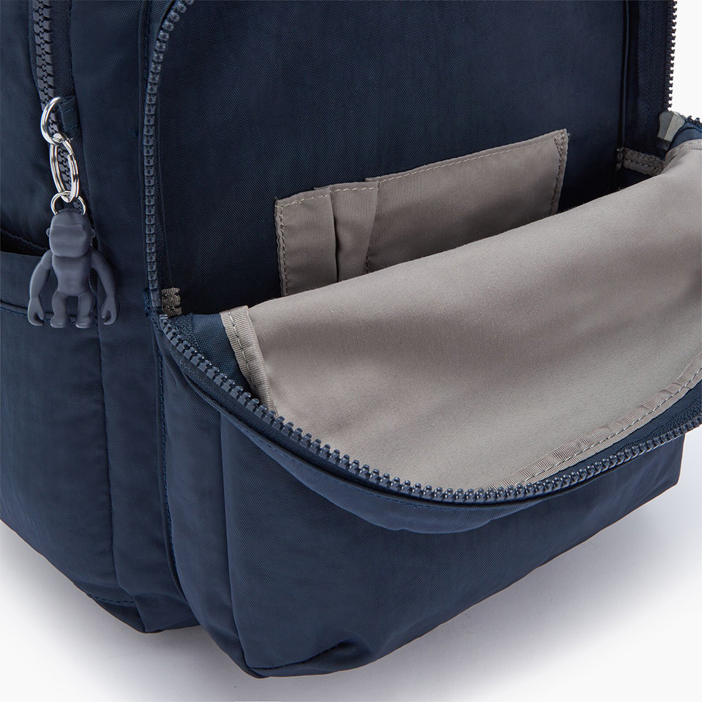 Kipling Seoul rugzak 15 inch blue bleu bij Duifhuizen