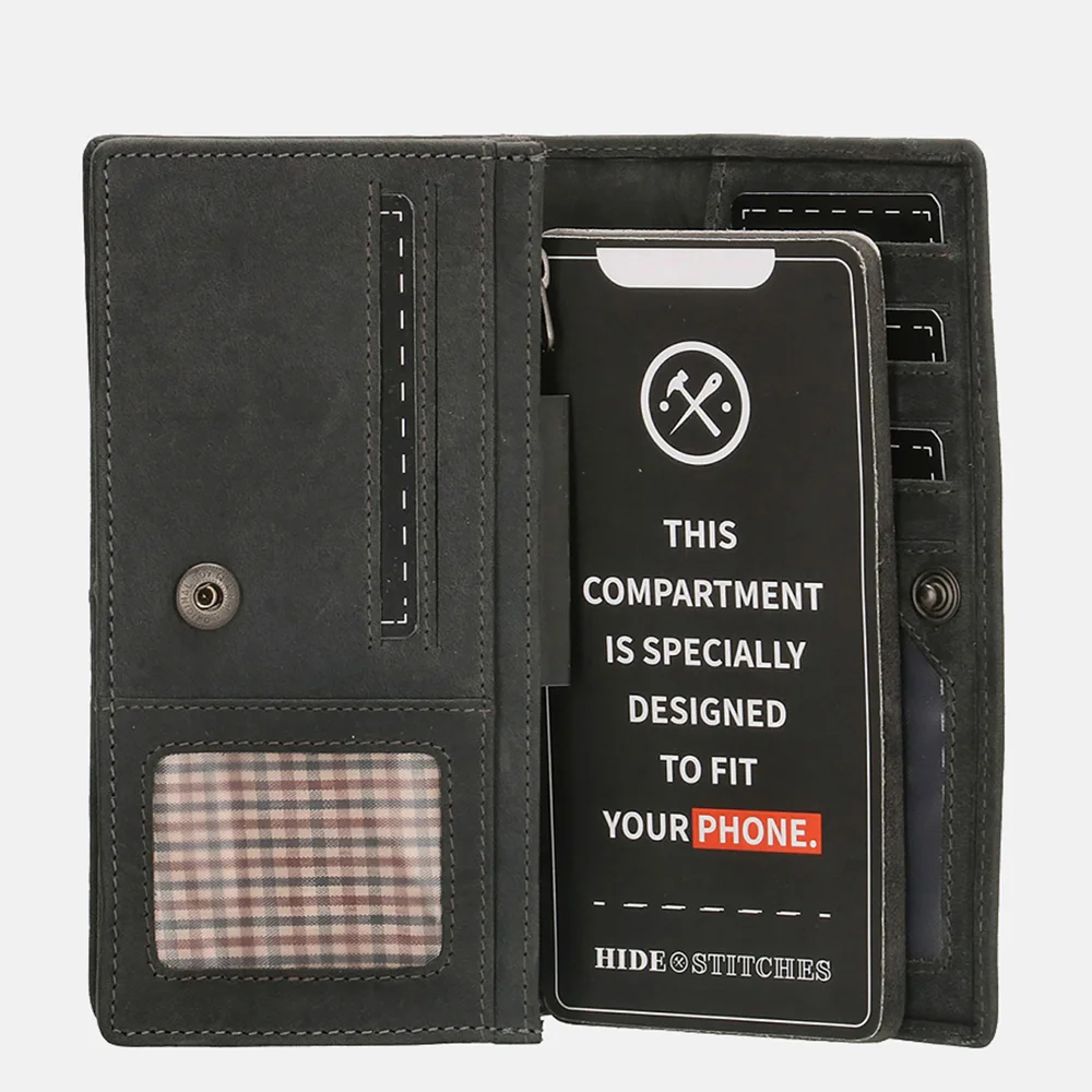 Hide & Stitches Idaho portemonnee black bij Duifhuizen