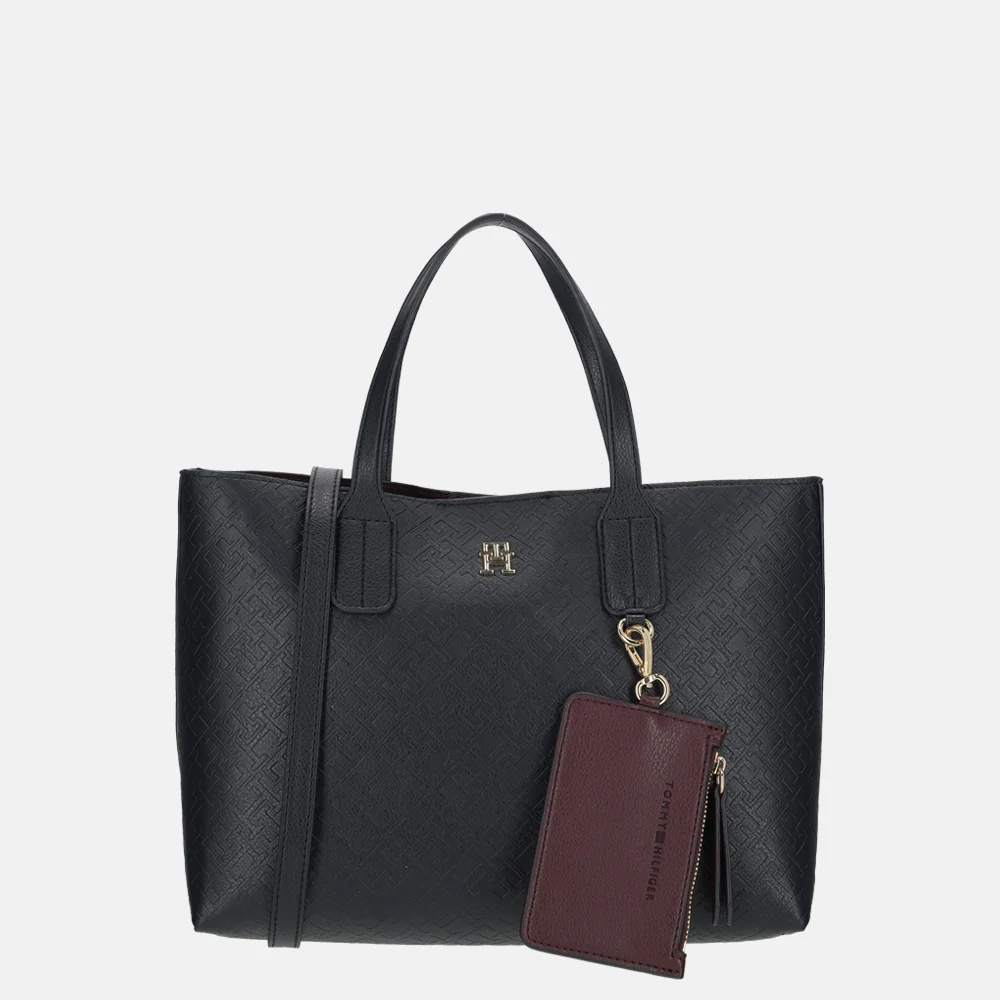 Tommy Hilfiger Icon mini tote handtas mono space blue bij Duifhuizen