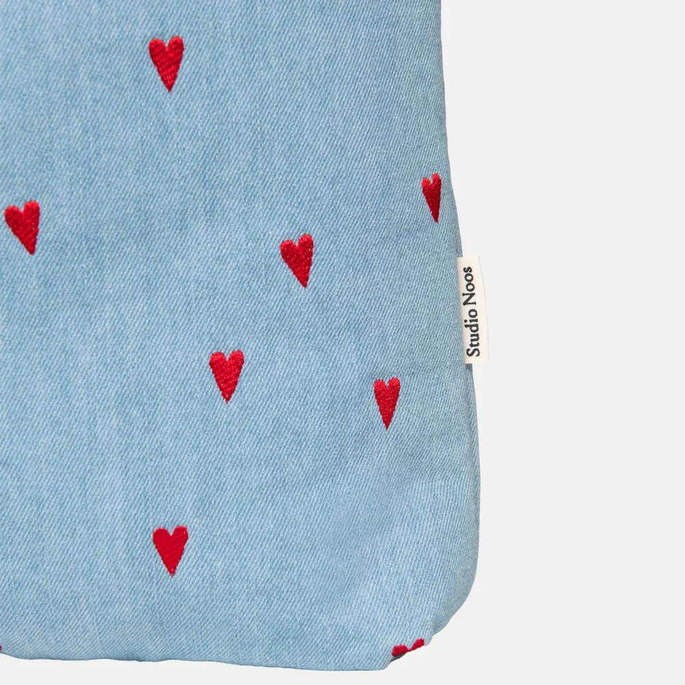 Studio Noos Denim Hearts Mom bag shopper denim bij Duifhuizen