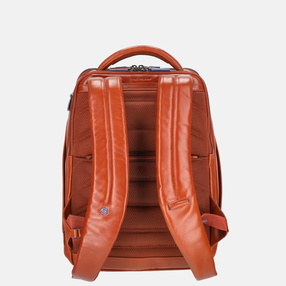 Piquadro Blue square laptoprugzak 15 inch arancio bij Duifhuizen