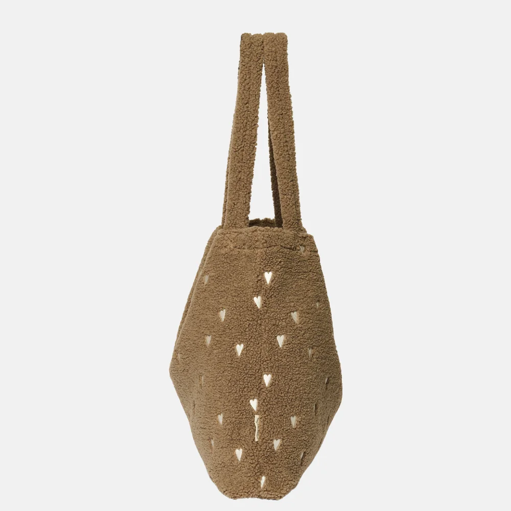Studio Noos mom bag teddy hearts shopper brown bij Duifhuizen