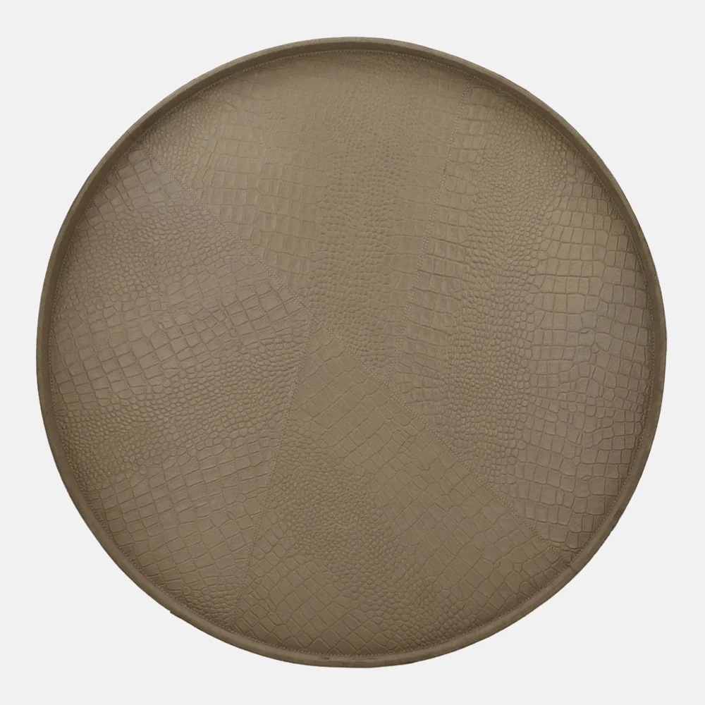 Chamada leren dienblad rond croco XL taupe bij Duifhuizen