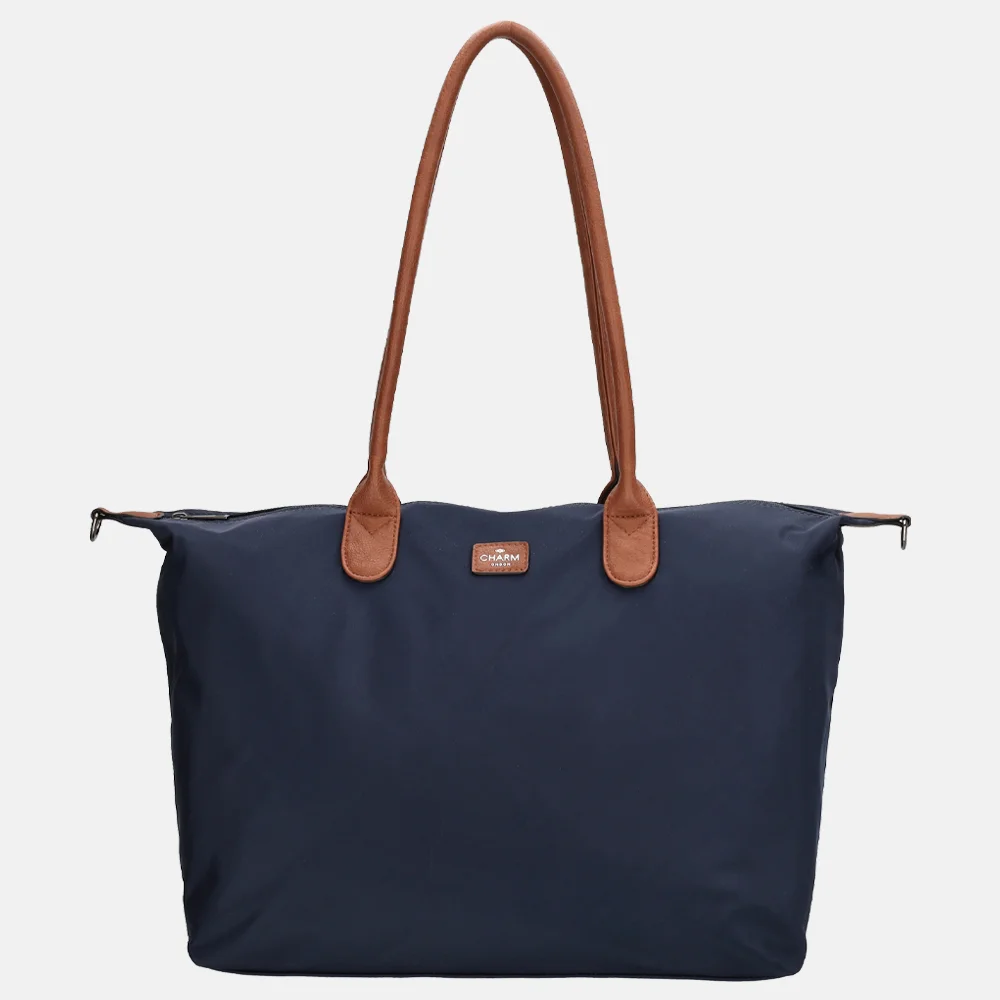 Charm London Buckingham shopper met 15.6 inch laptopvak L blauw bij Duifhuizen