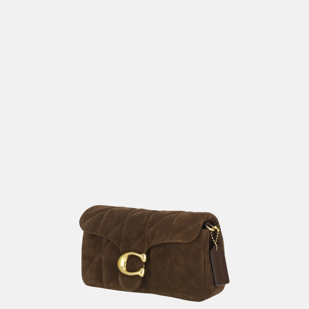 Coach Tabby Quilted schoudertas suede 20' dark chocolat bij Duifhuizen