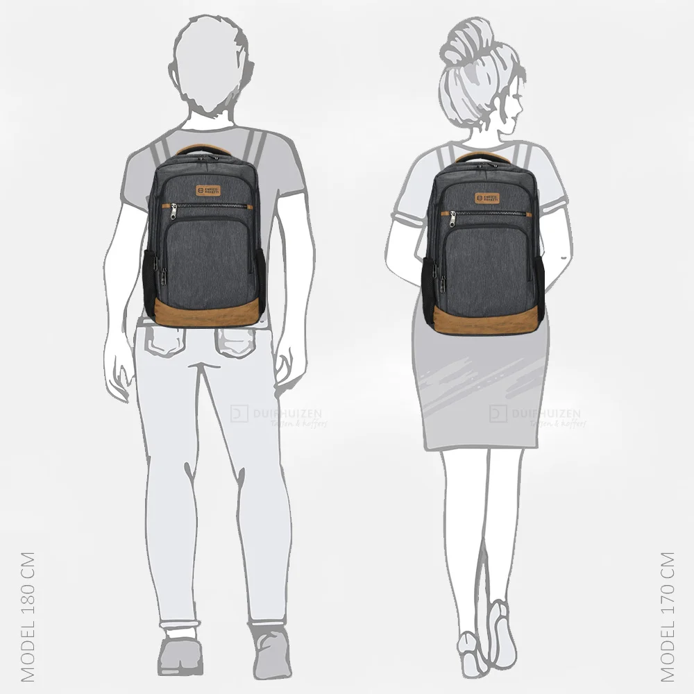 Enrico Benetti Munchen laptoprugzak 17 inch grijs bij Duifhuizen