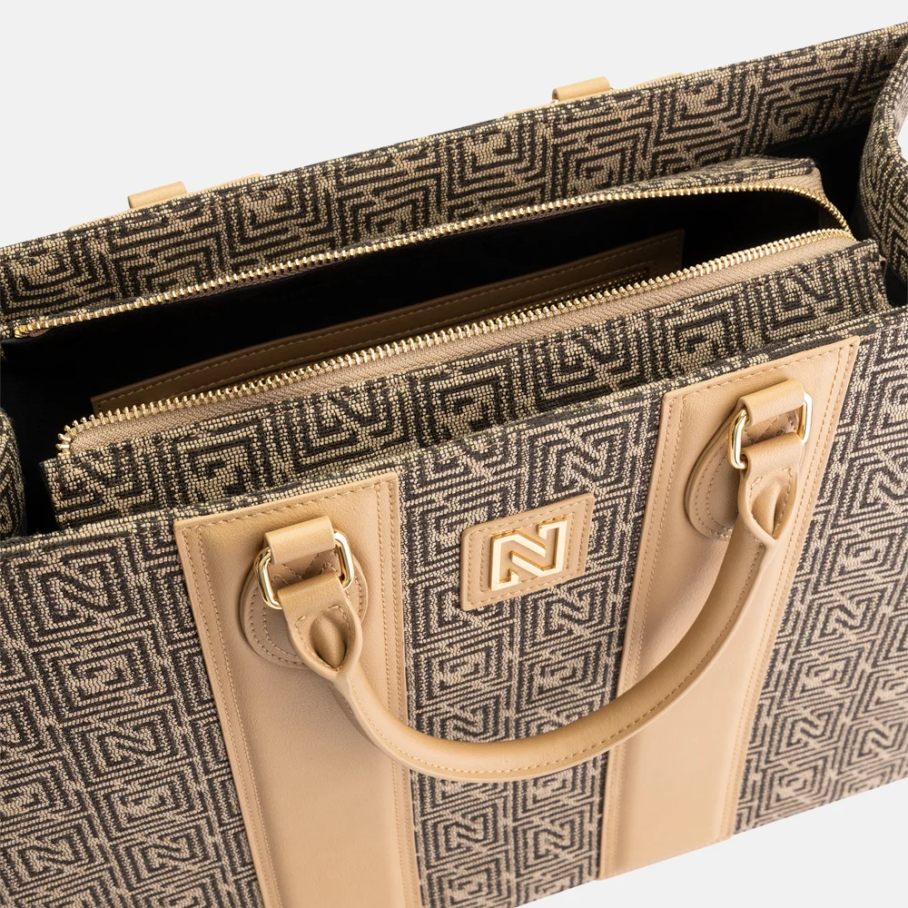 Nikkie Mayday Tweed handtas caramel bij Duifhuizen