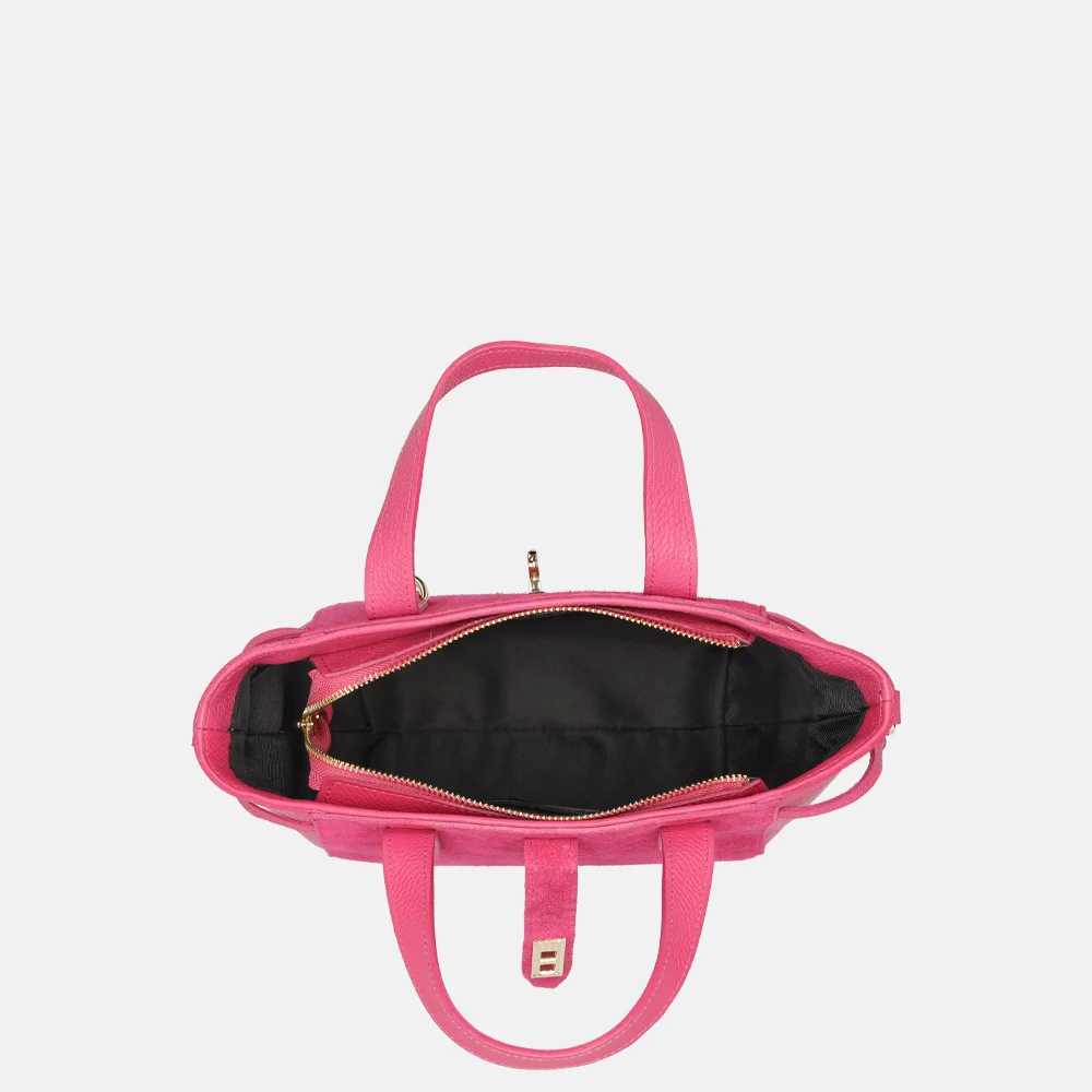 Charm London handtas suede/leer fuchsia bij Duifhuizen