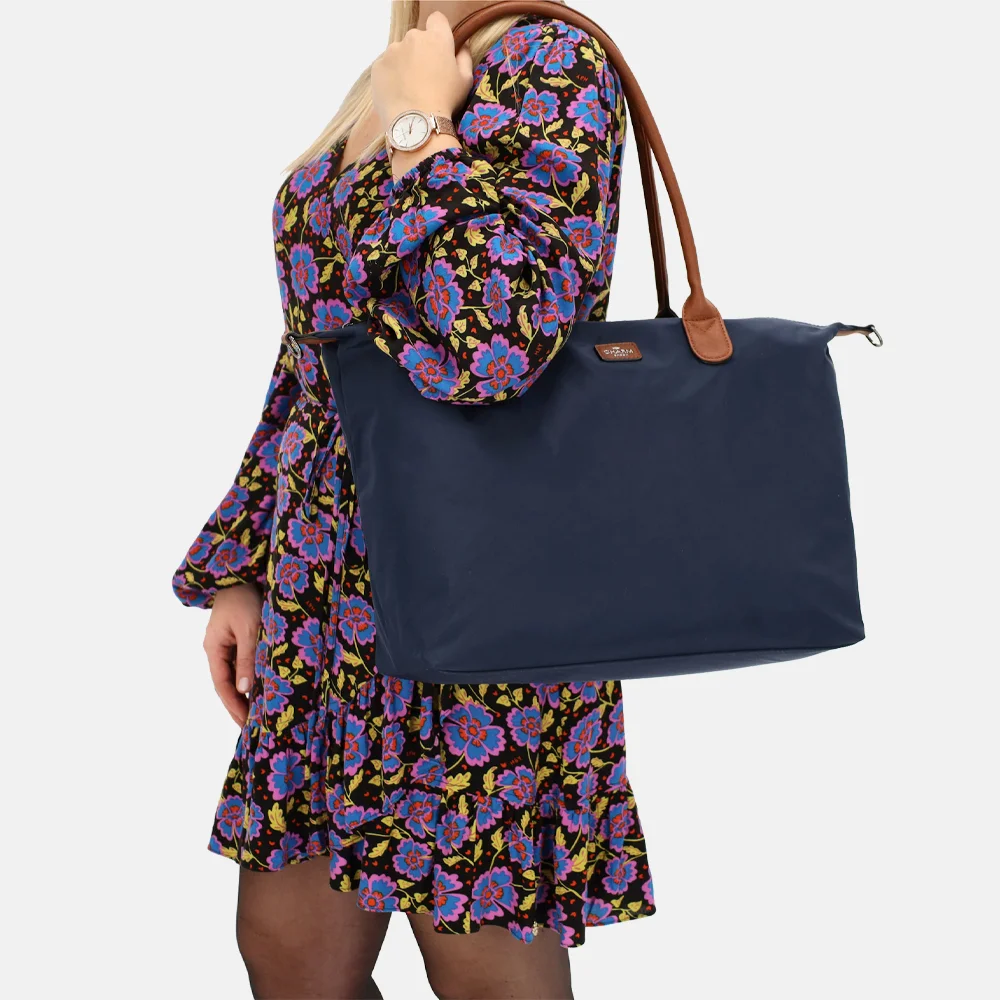 Charm London Buckingham shopper met 15.6 inch laptopvak L blauw bij Duifhuizen