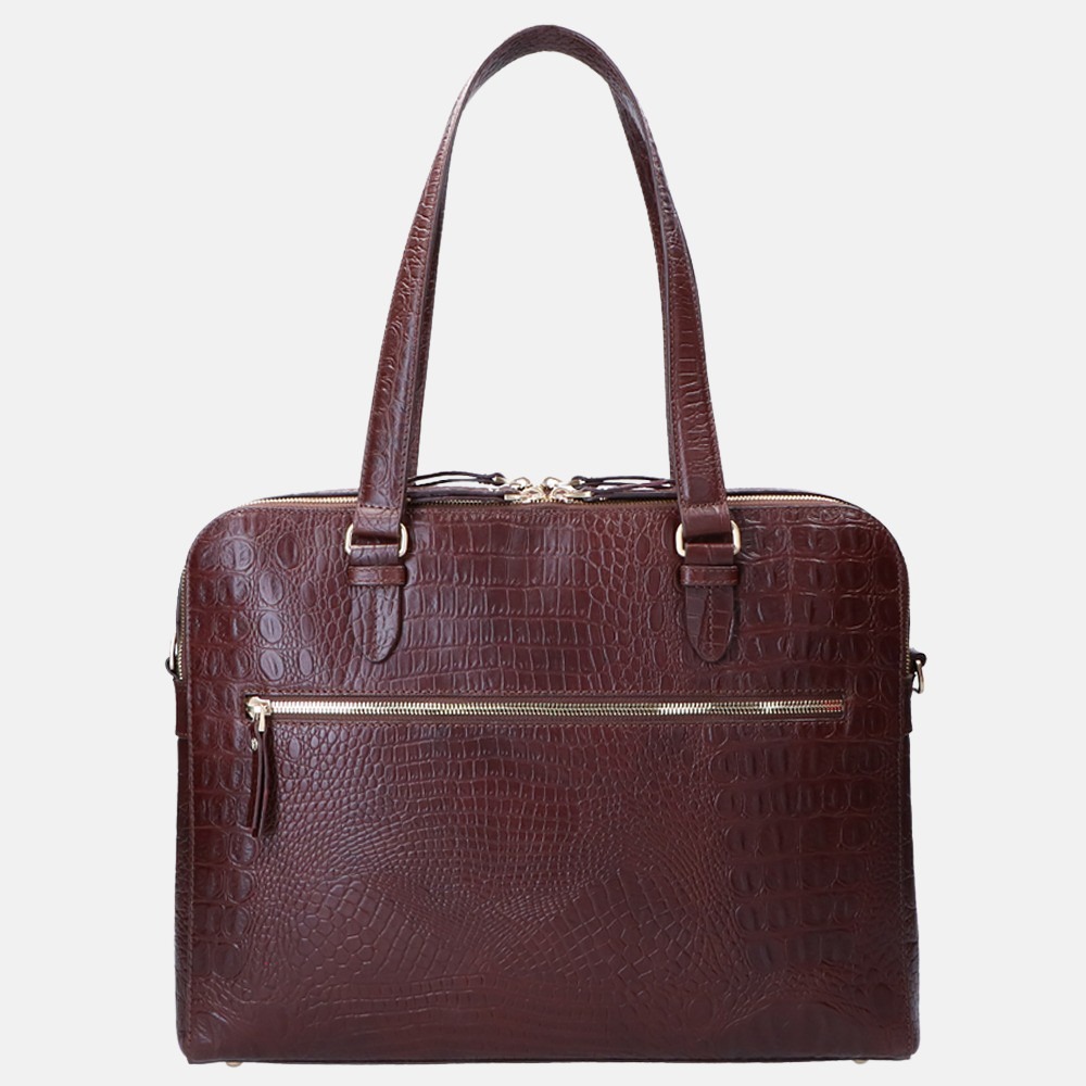 FMME Claudia Laptoptas 15.6 inch brown croco bij Duifhuizen