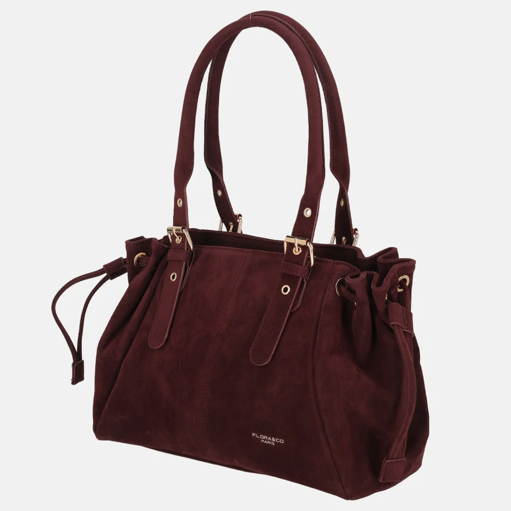 Flora & Co Suedine schoudertas bordeaux bij Duifhuizen