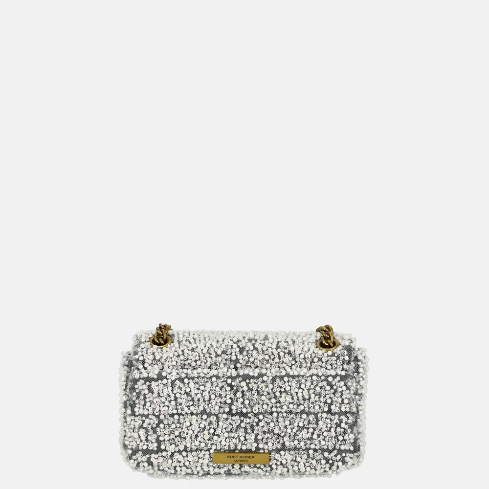 Kurt Geiger Pimlico mini schoudertas parel white/black bij Duifhuizen