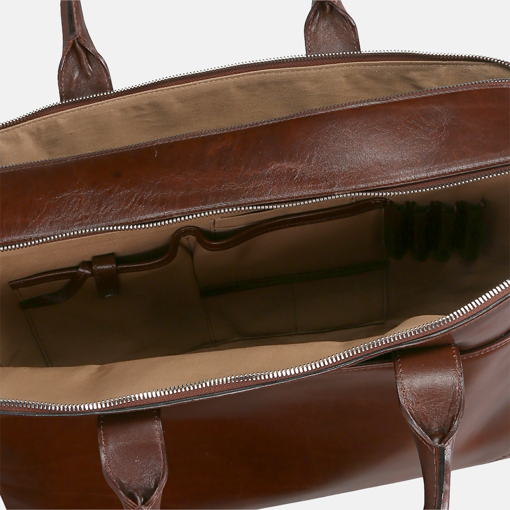 Claudio Ferrici laptoptas 15 inch brown bij Duifhuizen