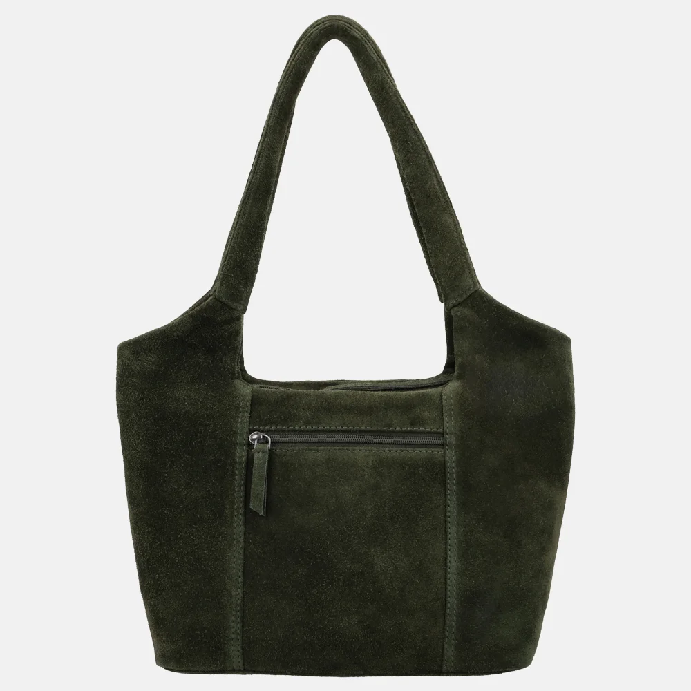 Hide & Stitches Brazos shopper M suede olijfgroen bij Duifhuizen
