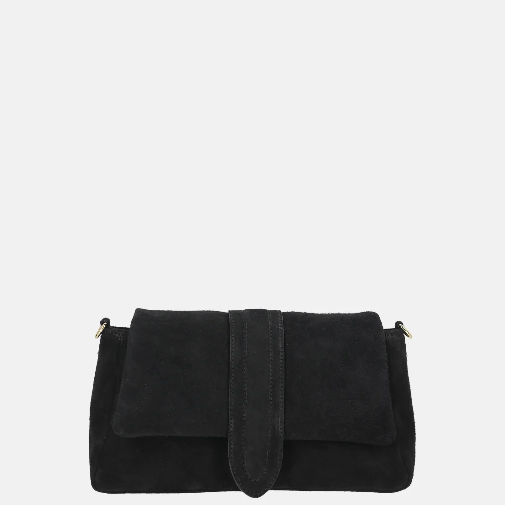 Charm London overslag schoudertas suede zwart bij Duifhuizen