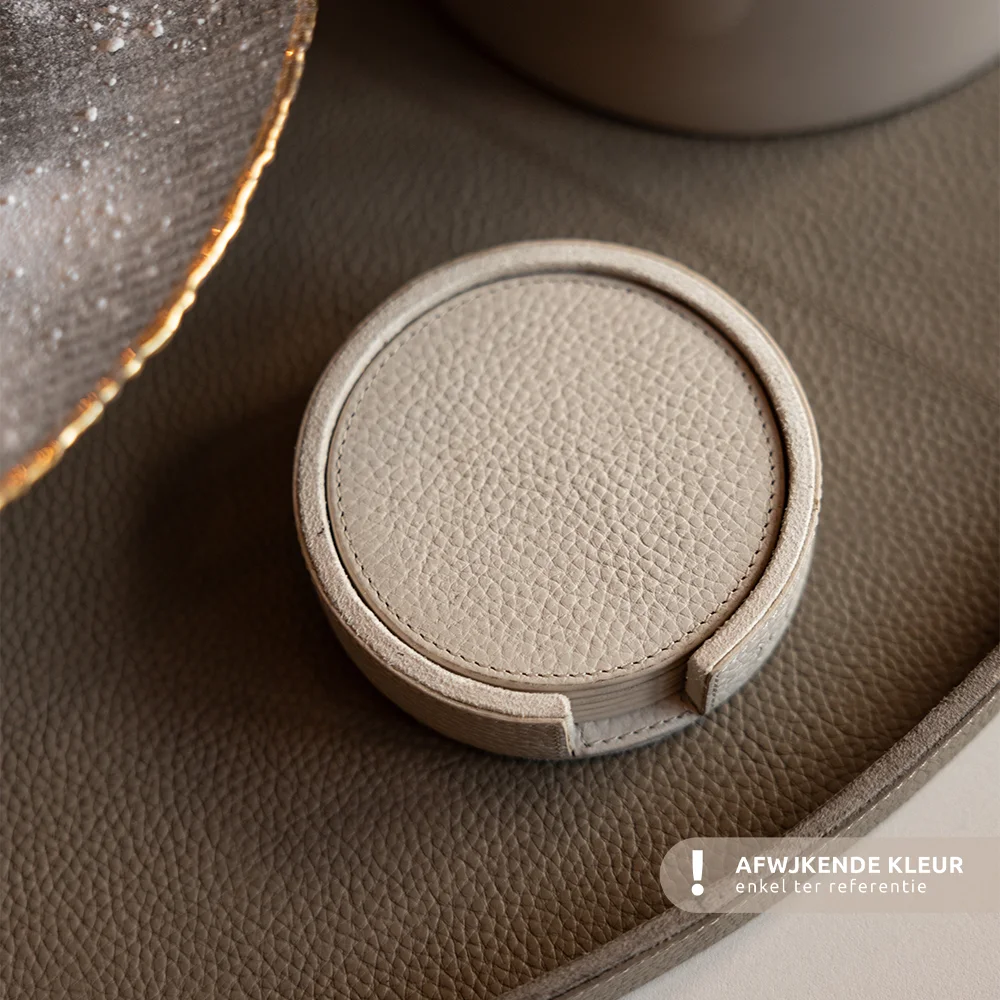 Chamada leren ronde onderzetters effen gun bij Duifhuizen