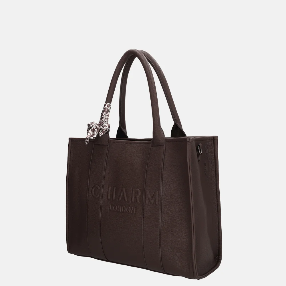 Charm London laptoptas 15 inch donkerbruin bij Duifhuizen