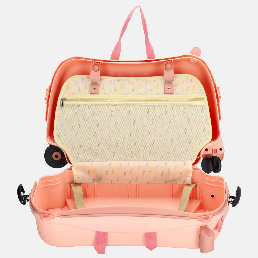 Zebra Trends rol handbagage zitkoffer roze bij Duifhuizen