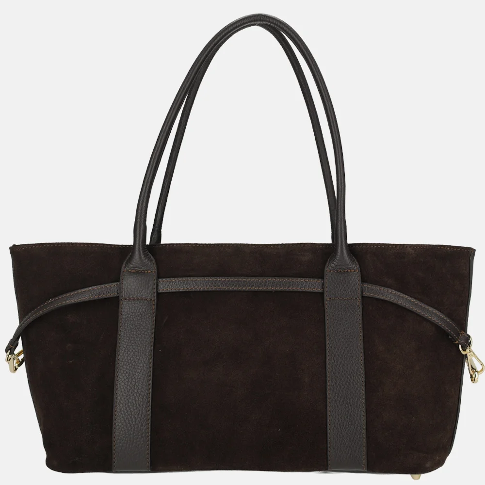 Charm London shopper suede donkerbruin bij Duifhuizen