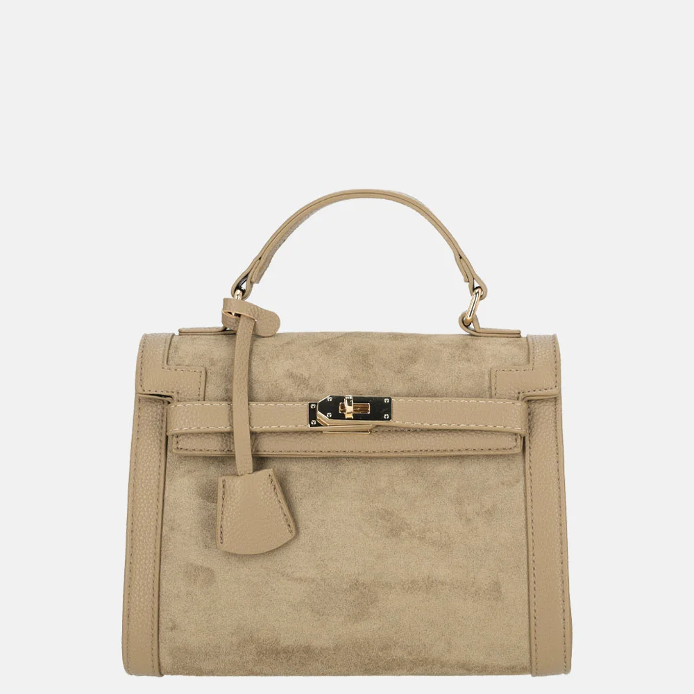 Firenze handtas suedine dark taupe bij Duifhuizen