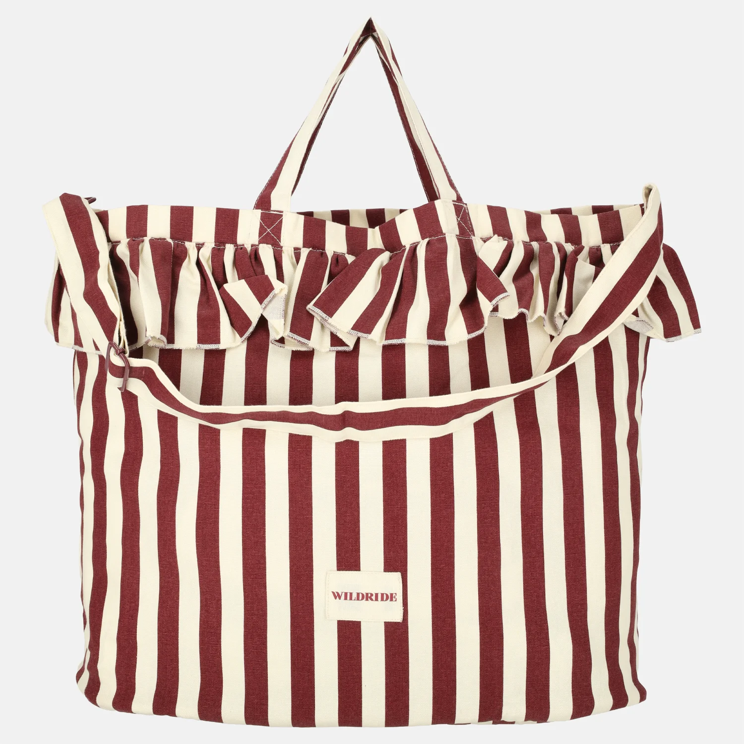 Wildride Ruffle shopper bordeaux stripe