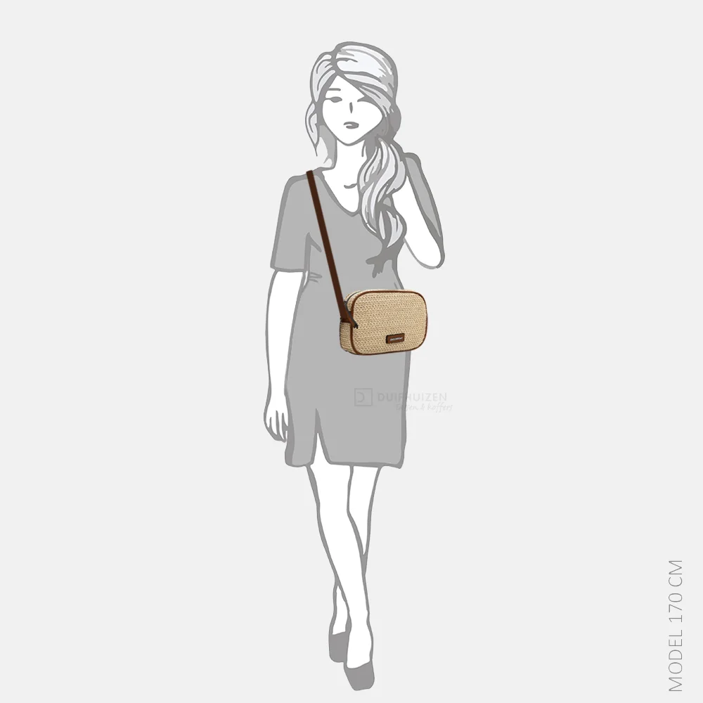 Emily & Noah Elda crossbody tas raffia sand bij Duifhuizen