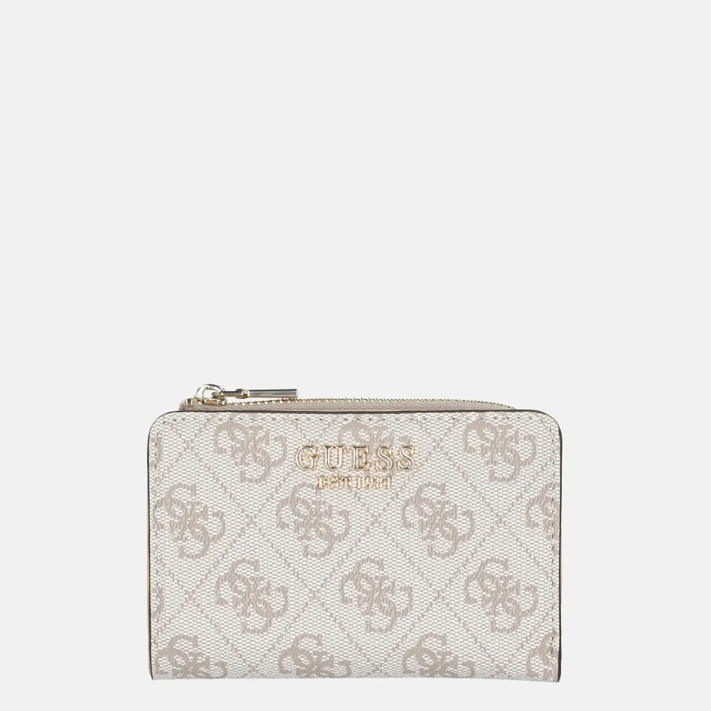 Guess Laurel II zip around card case portemonnee dark taupe logo bij Duifhuizen