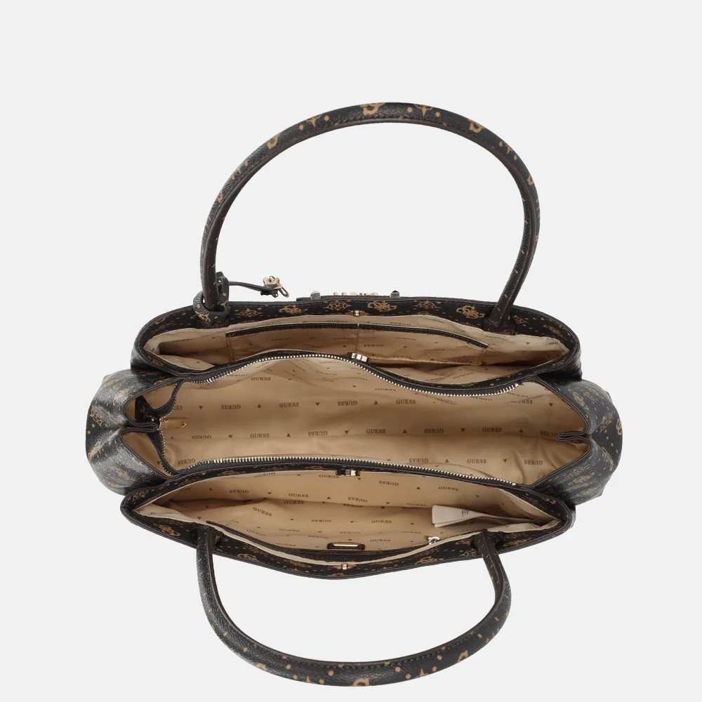 Guess Carrie girlfriend carryall schoudertas Espresso Logo bij Duifhuizen