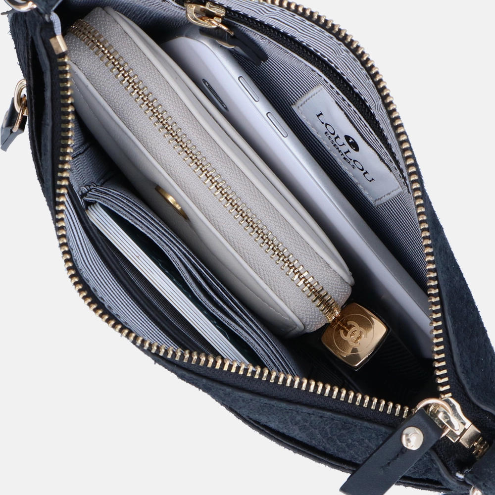 Loulou Essentiels Sugar Snake crossbody tas small black bij Duifhuizen