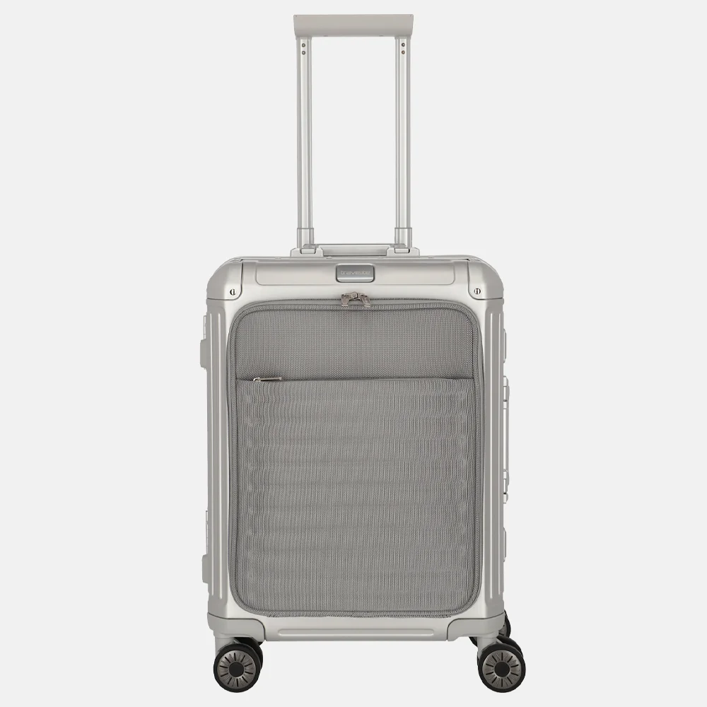 Travelite Next 2.0 Frontpocket handbagage koffer 55 cm silver bij Duifhuizen