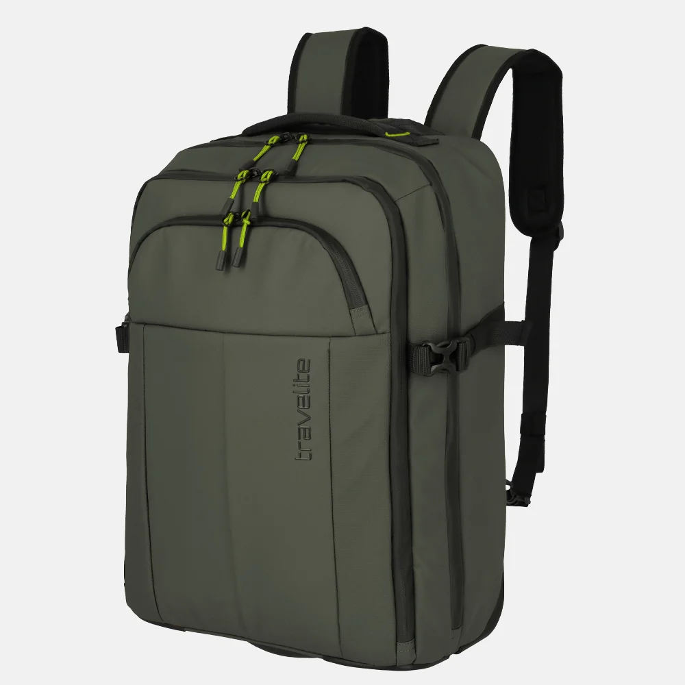 Travelite Briize trolley rugzak khaki bij Duifhuizen