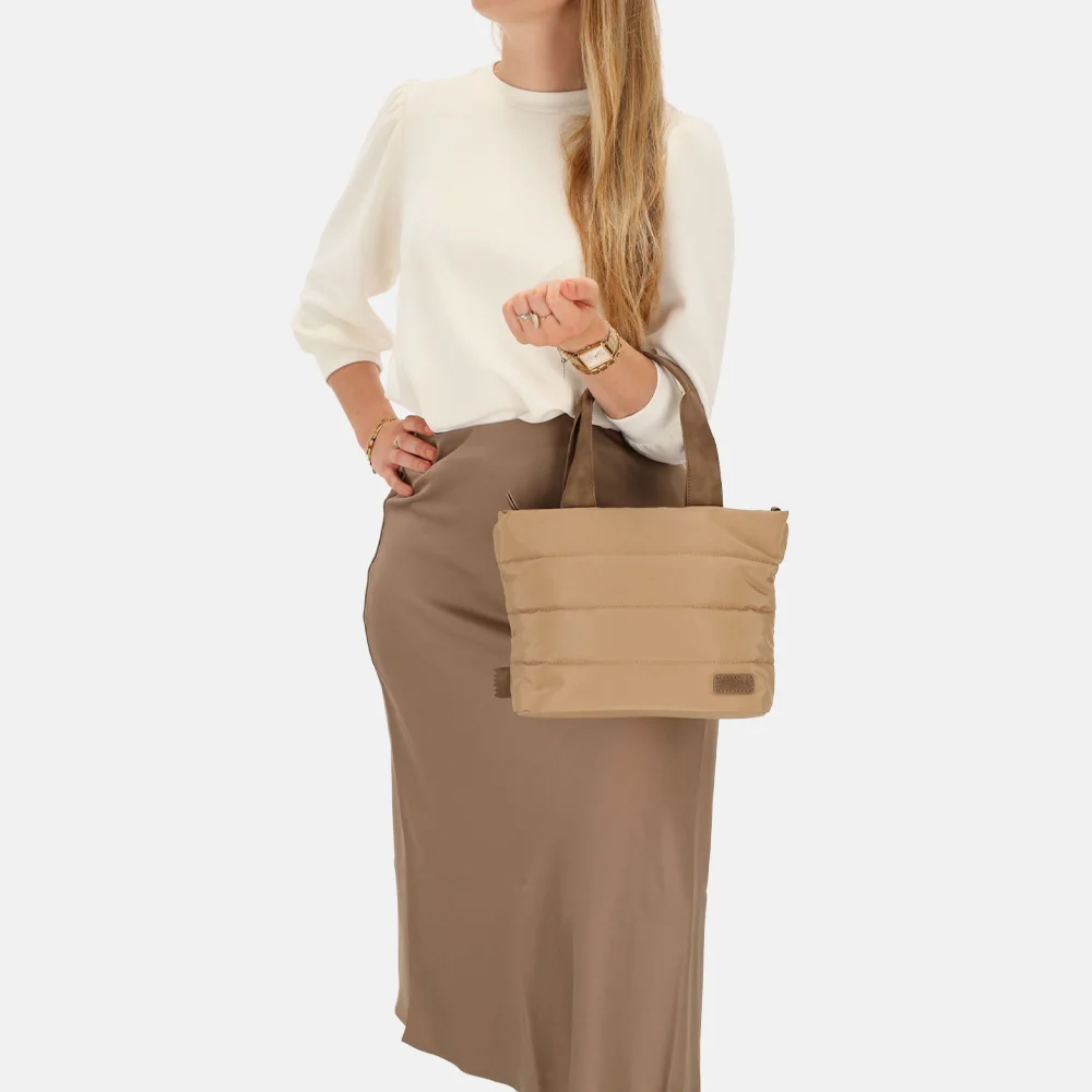 Zebra Trends Elske puffy handtas S taupe bij Duifhuizen