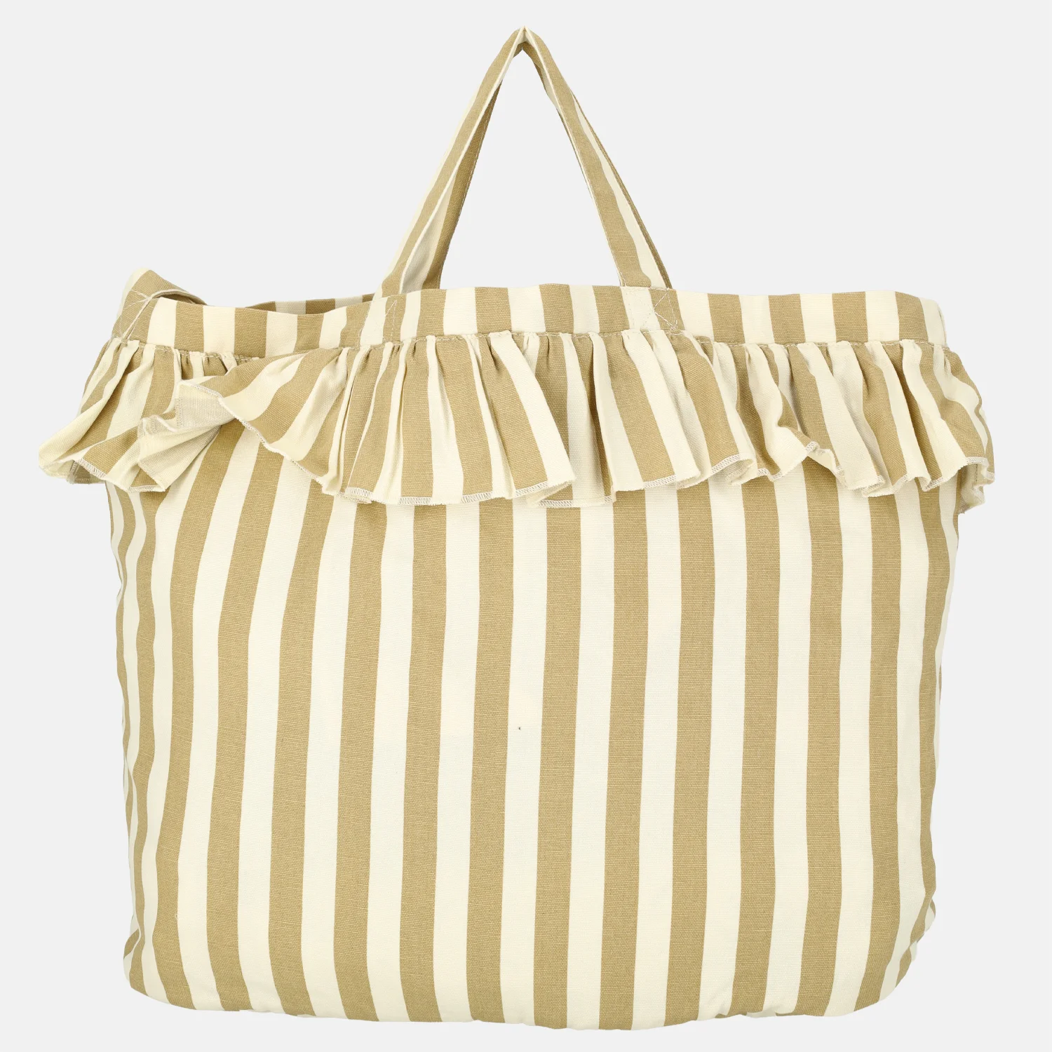 Wildride Ruffle shopper beige stripe bij Duifhuizen