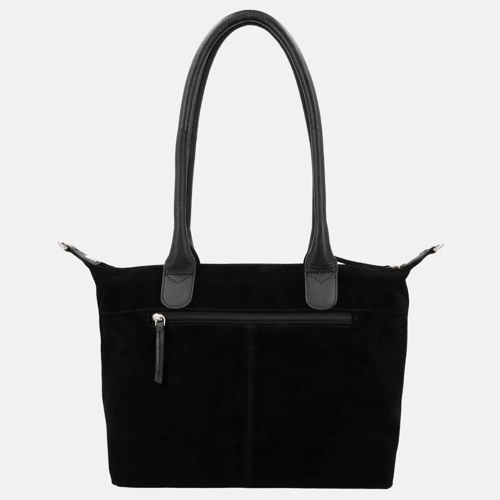Charm London Buckingham Royal handtas M suede zwart bij Duifhuizen
