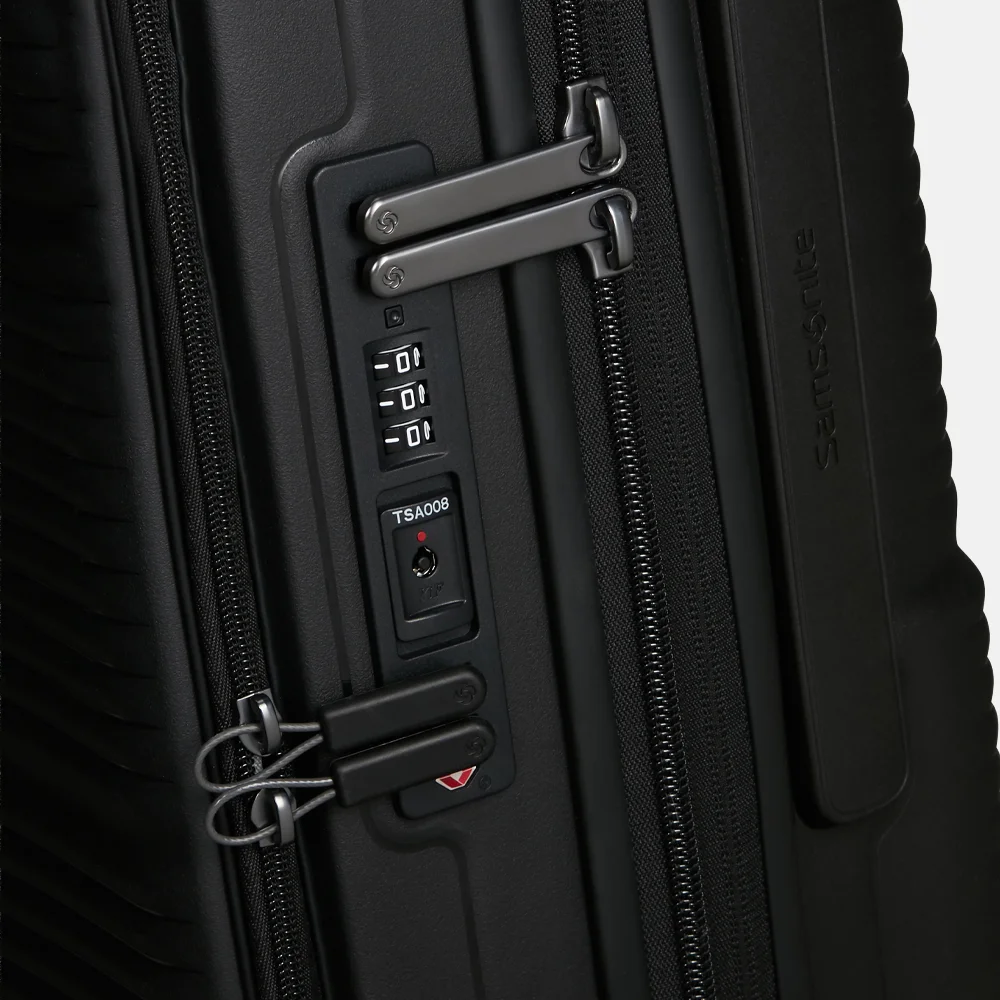 Samsonite Paralux HS Spinner handbagage koffer expendable 55 cm black bij Duifhuizen