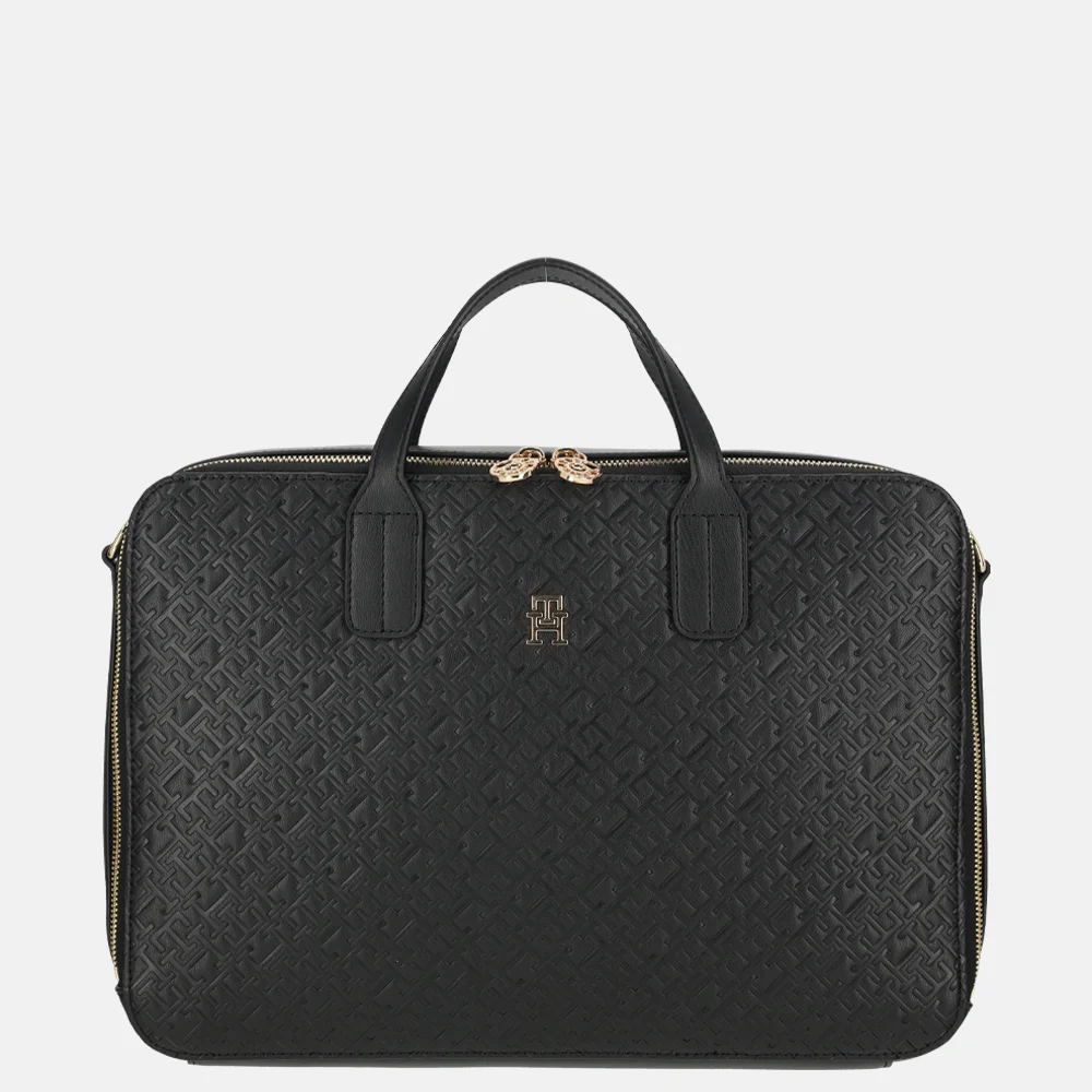 Tommy Hilfiger Icon mono laptoptas 15 inch black bij Duifhuizen