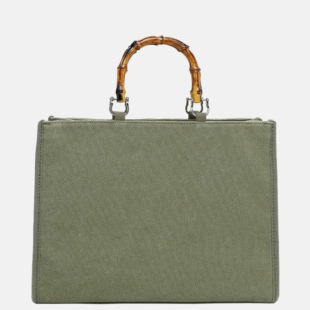 Emily & Noah Joelle summer vibes handtas canvas bambo khaki bij Duifhuizen