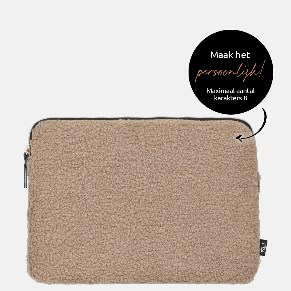 Duifhuizen laptophoes 13 inch taupe teddy bij Duifhuizen
