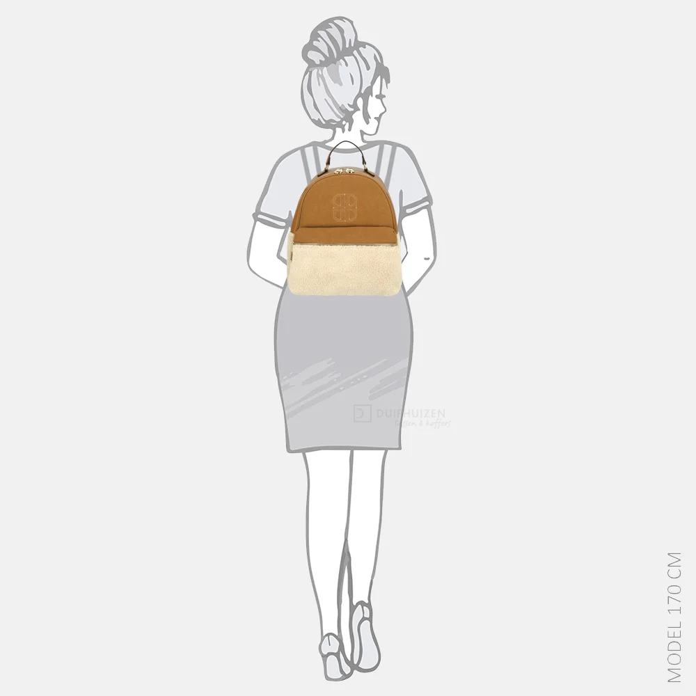 Laurent David Britt rugzak teddy cognac bij Duifhuizen