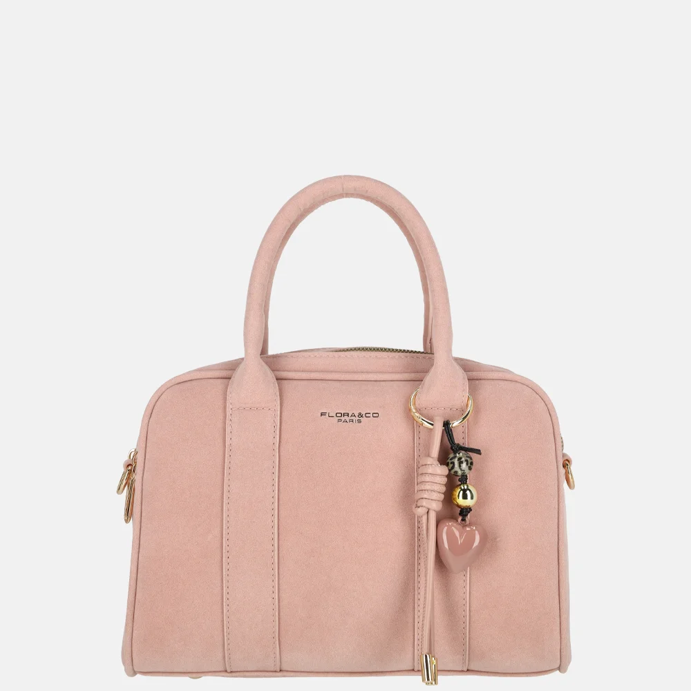 Flora & Co handtas bowling suedine pink bij Duifhuizen