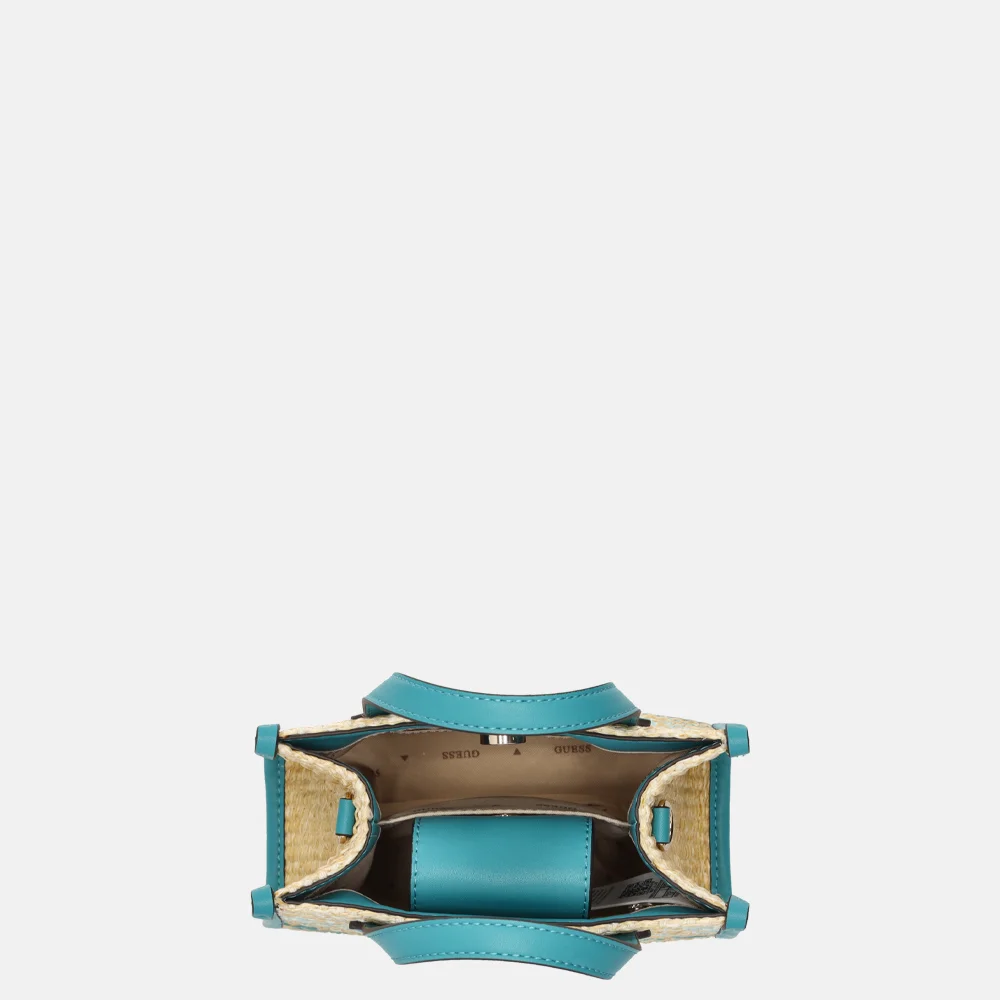 Guess Silvana handtas mini teal logo bij Duifhuizen