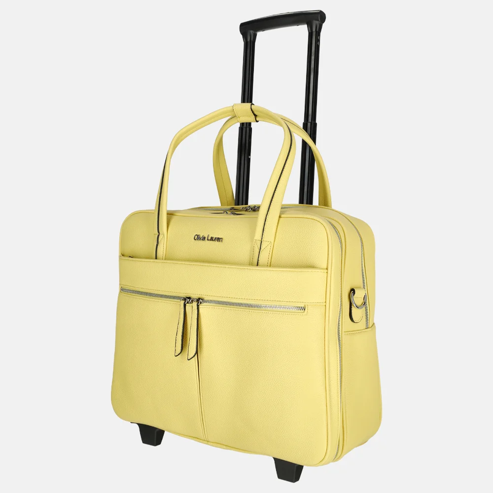 Olivia Lauren Leila business trolley 16 inch yellow bij Duifhuizen