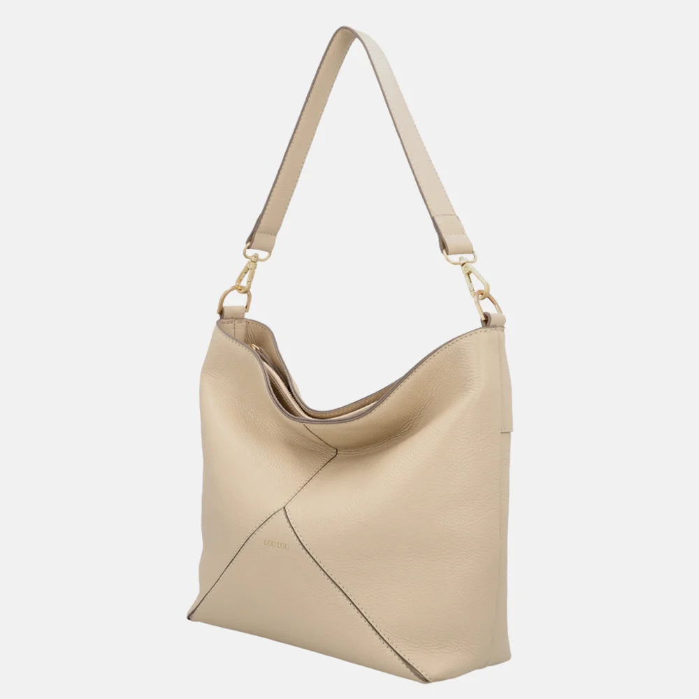 Loulou Essentiels Sabine buideltas beige bij Duifhuizen