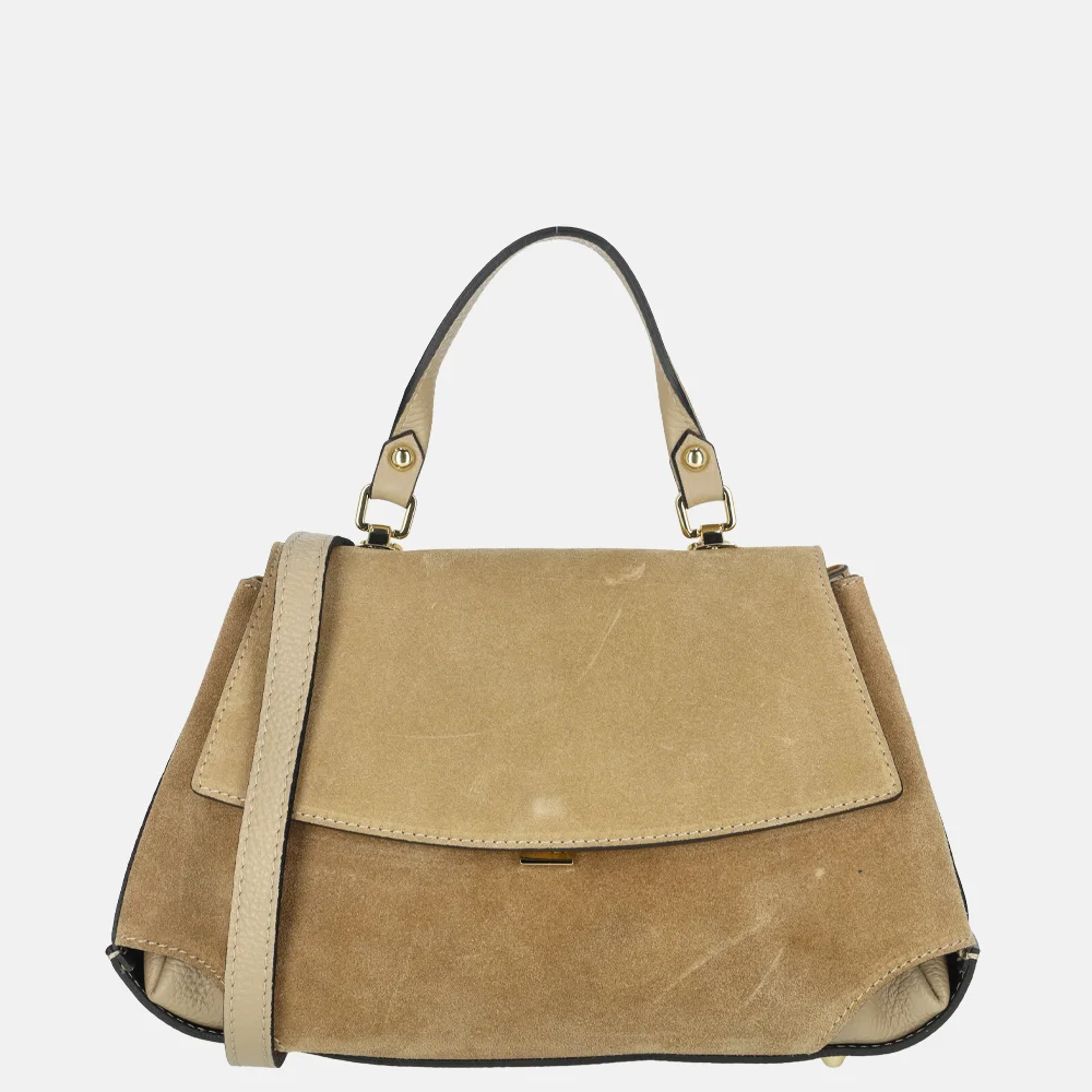 Charm London overslag handtas suede lichttaupe