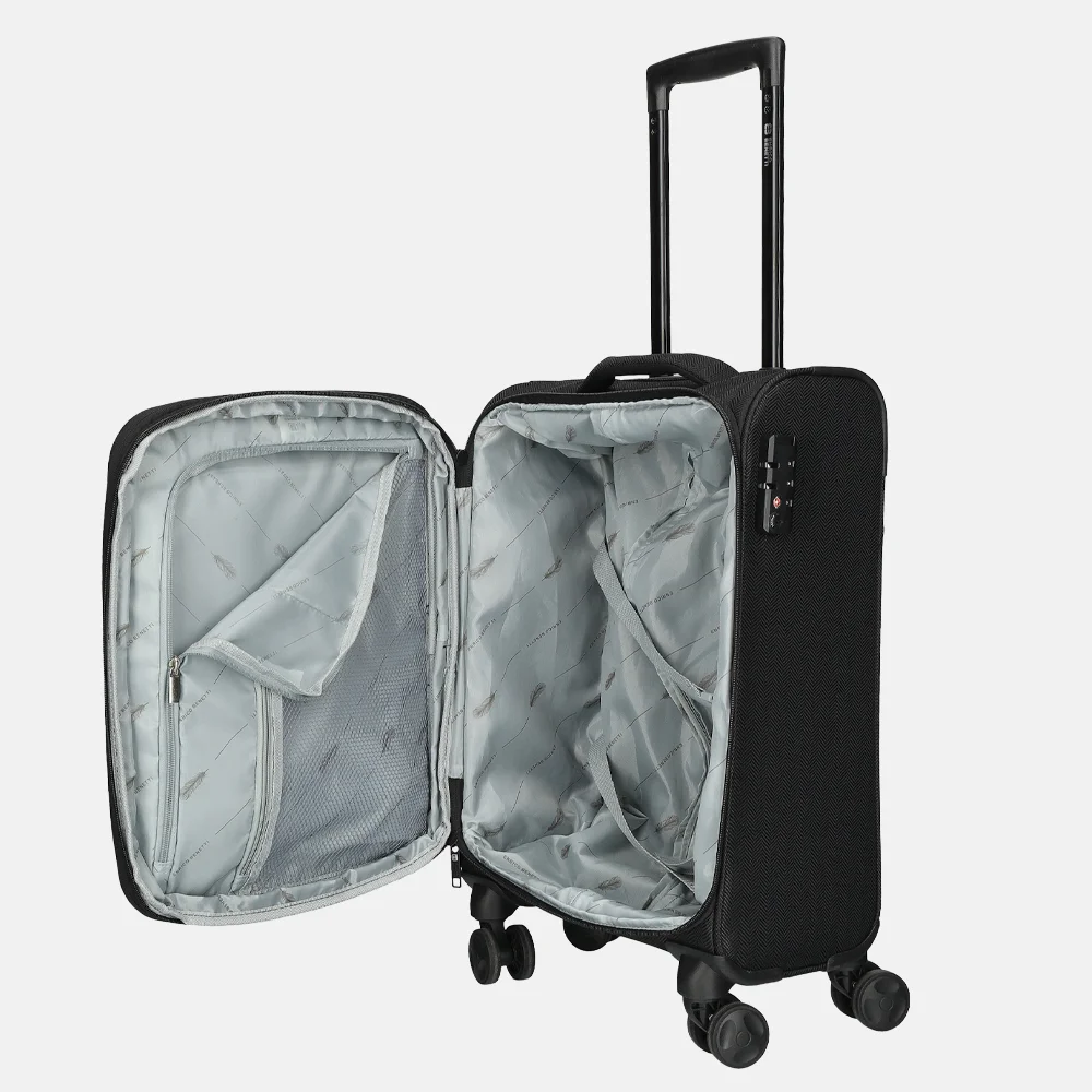 Enrico Benetti Oakville handbagage koffer 55 cm zwart bij Duifhuizen
