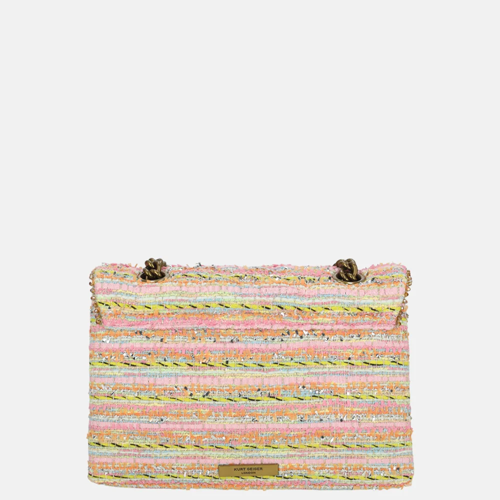 Kurt Geiger Kensington schoudertas tweed M pink comb bij Duifhuizen